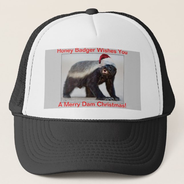 Honey Badger Christmas Hat Truckerkappe (Vorderseite)