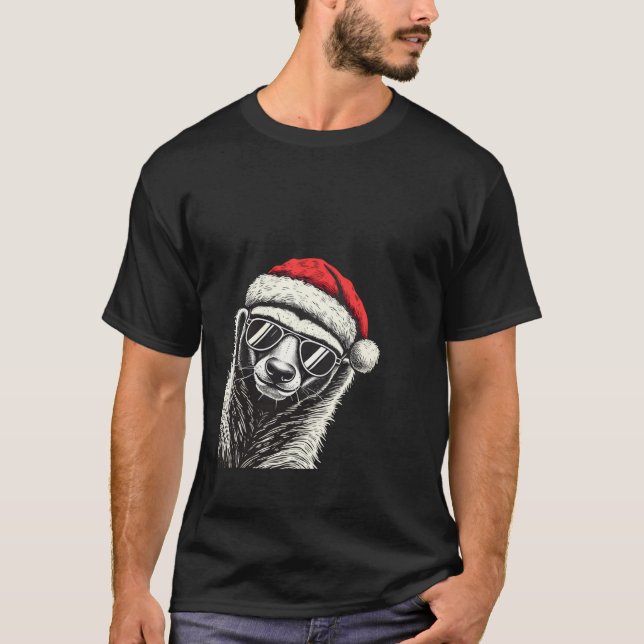 Honey Badger Christmas Weihnachtsmannmütze Pajama  T-Shirt (Vorderseite)