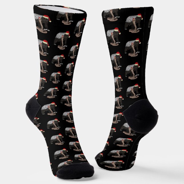 Honey Badger Cobra Snake Badass Christmas Black Socken (Gewinkelt)
