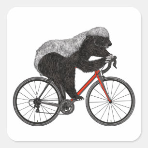 Honey Badger Cycling Funny Badass Animal Cyclist Quadratischer Aufkleber