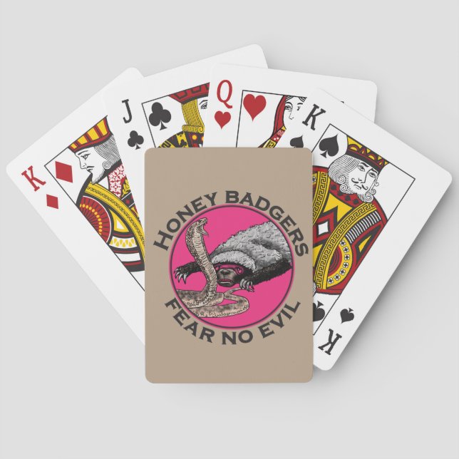Honey Badger Fee no Evil Funny Badass Slogan Pink Spielkarten (Rückseite)