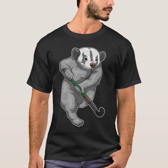 Honey Badger Field Hockey Hockey Stick T-Shirt (Vorderseite)