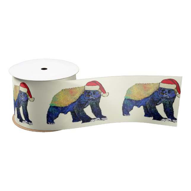 Honey Badger Funny Colorful Festival Badass Santa  Satinband (Spule)