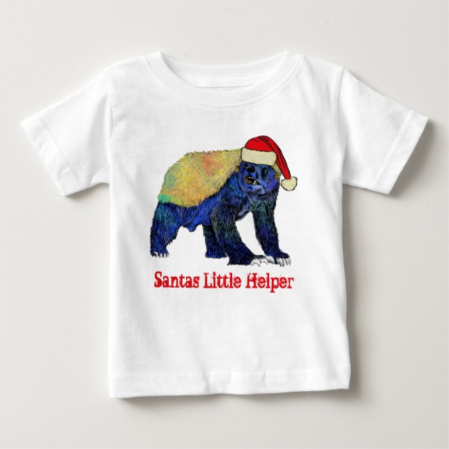 Honey Badger Funny Funky Festive Irony Santa Quote Baby T-shirt (Vorderseite)
