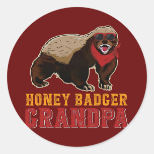 Honey Badger Grandpa Honey Badger Wearing Runder Aufkleber