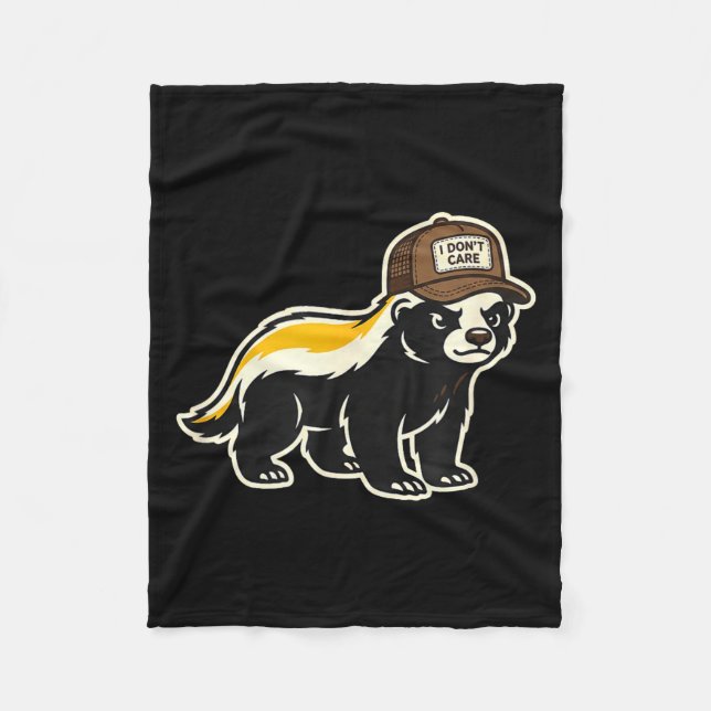 Honey Badger I Don't Care Trucker Funny Animal Art Fleecedecke (Vorderseite)