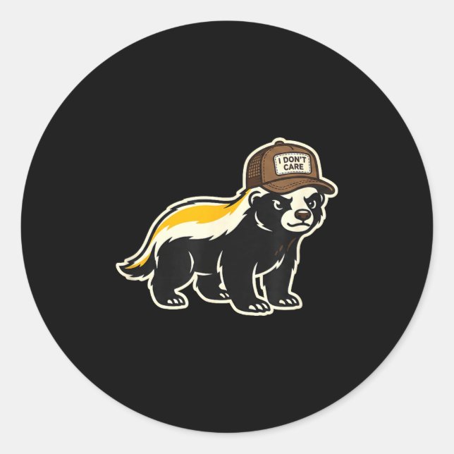 Honey Badger I Don't Care Trucker Funny Animal Art Runder Aufkleber (Vorderseite)