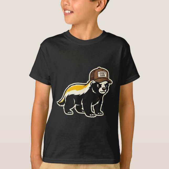 Honey Badger I Don't Care Trucker Funny Animal Art T-Shirt (Vorderseite)