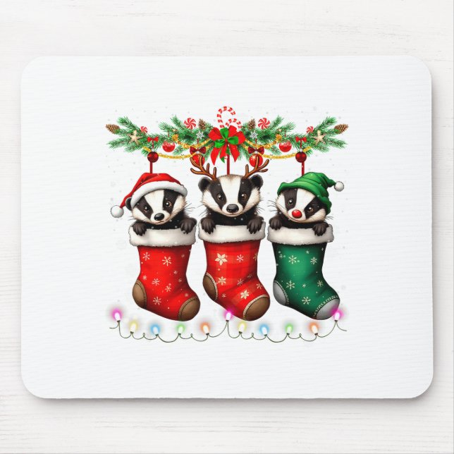 Honey Badger In Christmas Socks Lights Honey Badge Mousepad (Vorne)