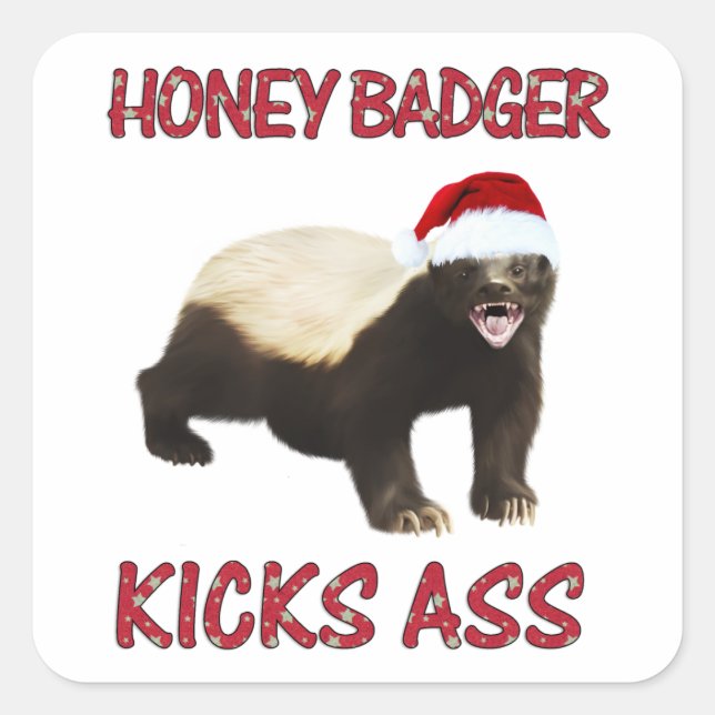 Honey Badger Kicks... Quadratischer Aufkleber (Vorderseite)
