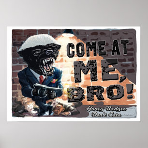 Honey Badger mit Maschinengewehr Poster