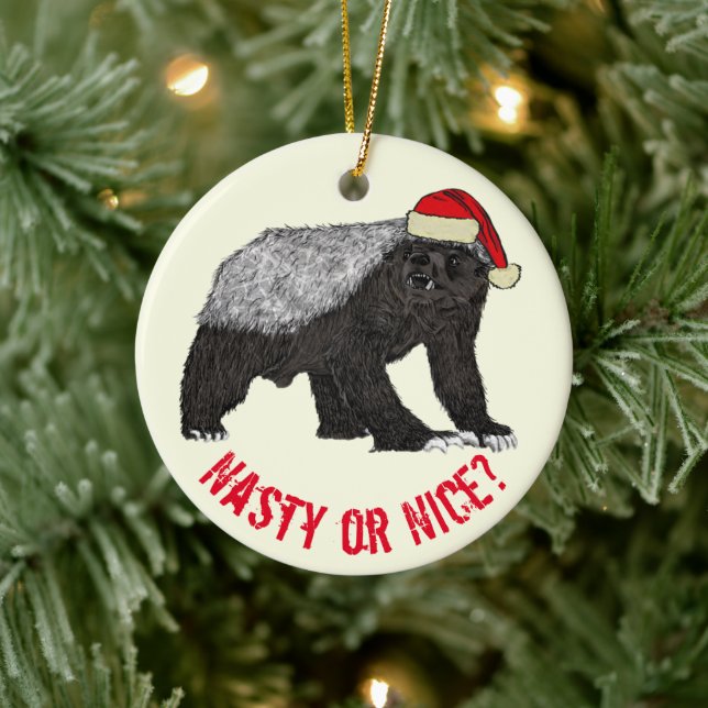 Honey Badger Santa Eklig oder Nice Keramik Ornament (Baum)