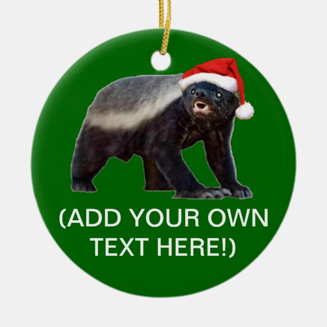Honey Badger Santa Hat Christmas Tree Ornament (Vorne)