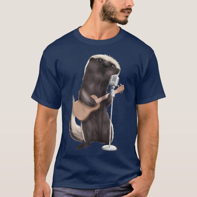 Honey Badger Singing Guitar Player Musician T-Shirt (Vorderseite)