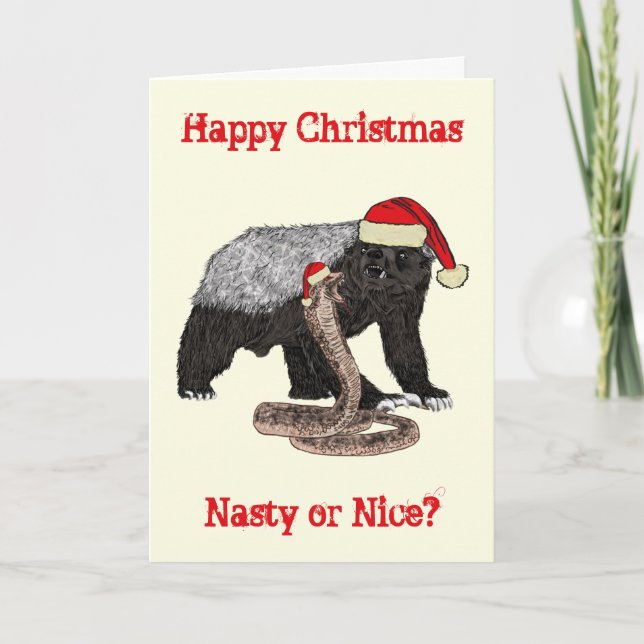 Honey Badger Snake Funny Festive Eklig Santa Quote Karte (Vorderseite)