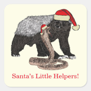Honey Badger Snake Funny Festive Irony Santa Quote Quadratischer Aufkleber