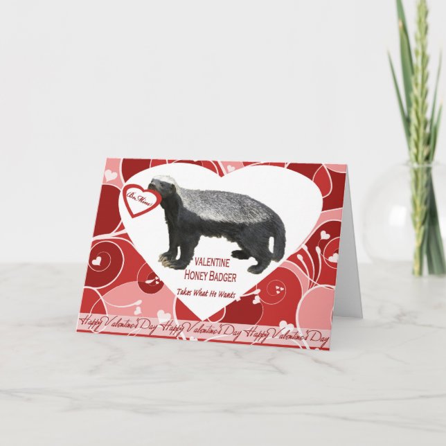 Honey Badger Valentine's Day Card Feiertagskarte (Vorderseite)