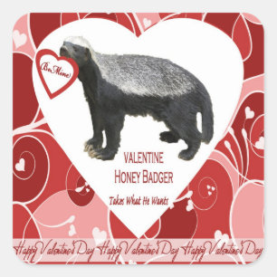 Honey Badger Valentine's Day Stickers