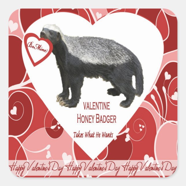 Honey Badger Valentine's Day Stickers (Vorderseite)
