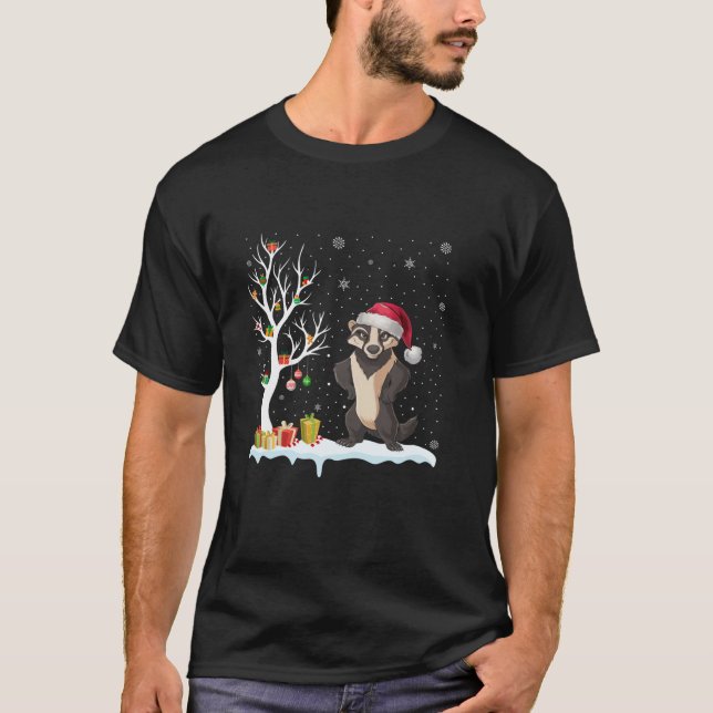 Honey Badger Weihnachtsmannmütze Festival Tree Lig T-Shirt (Vorderseite)