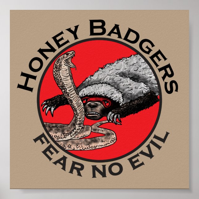 Honey Badgers Fee no Evil Funny Badass Slogan Red Poster (Vorne)
