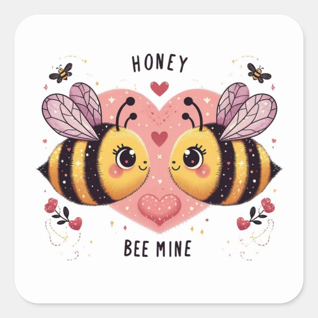 Honey Be Mine, Honey Bees Quadratischer Aufkleber (Vorderseite)