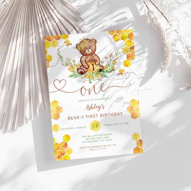 Honey Bear 1. Geburtstag Einladung (Von Creator hochgeladen)