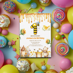 Honey Bear 1. Geburtstag Party Einladung