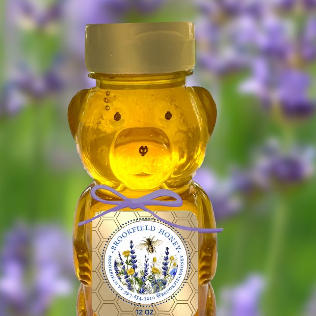 Honey Bear 8 oder 12 oz Label Wildblumen Bee Gold Quadratischer Aufkleber (Von Creator hochgeladen)