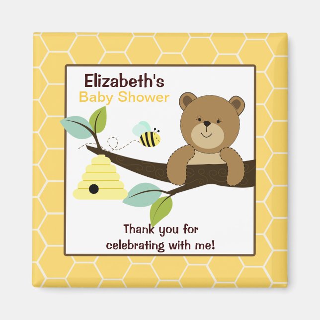 Honey Bear and Bee Square Fevor Magnet (Vorne)