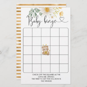 Honey Bear Baby Shower Bingo Game