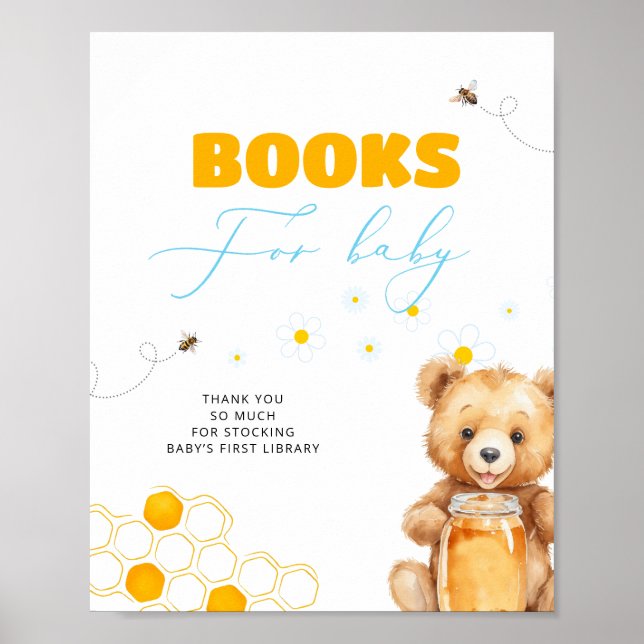Honey Bear Bear Baby Shower Books for Baby Poster (Vorne)