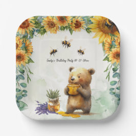 Honey Bear Birthday Party Cake Paper Teller