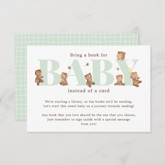 Honey Bear Book for Baby Card Begleitkarte (Vorne/Hinten)