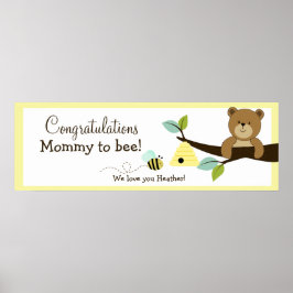 Honey Bear Custom Baby Dusche Banner Print Poster
