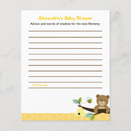 Honey Bear Custom Flyer Baby Shower Admin Cards