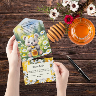 Honey Bear Daisy Flower Garden Frühjahrsdusche All In One Einladung
