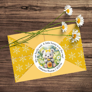 Honey Bear Daisy Flower Garden Frühjahrsdusche Runder Aufkleber