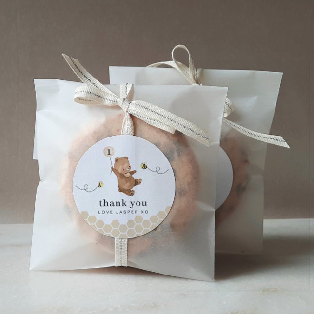 Honey Bear First Bee Day Danke Runder Aufkleber (Von Creator hochgeladen)