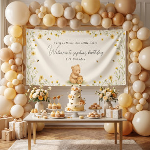 Honey Bear Floral Baby Geburtstag Banner