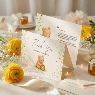 Honey Bear Floral Baby Geburtstag Dankeskarte