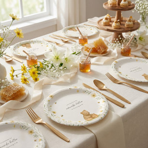 Honey Bear Floral Baby Geburtstag Pappteller
