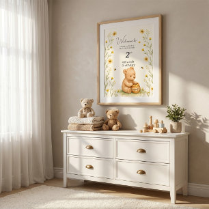 Honey Bear Floral Baby Geburtstag Poster