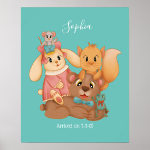 Honey Bear & Friends, DIY Name White, Light Aquama Poster