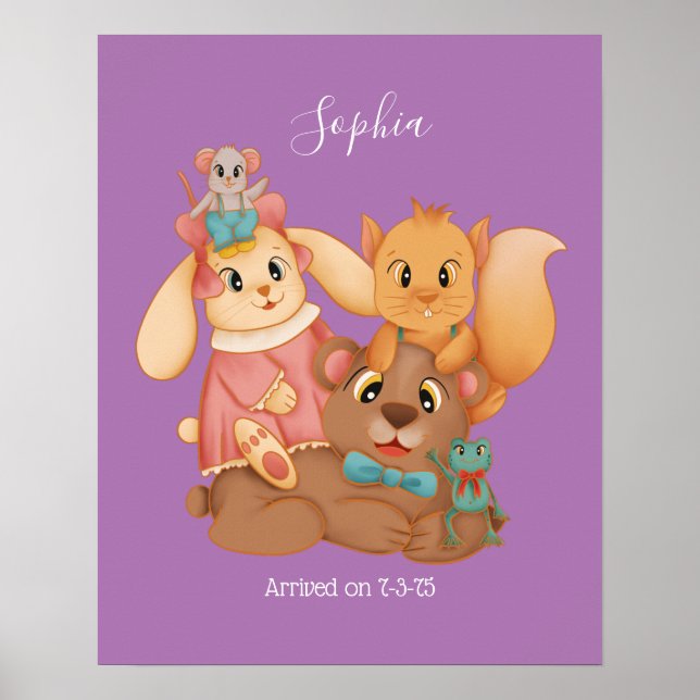 Honey Bear & Friends, DIY Name White Script Poster (Vorne)