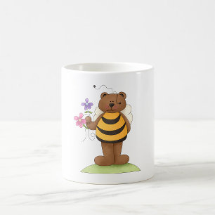 Honey Bear Holding Blume Kaffeetasse
