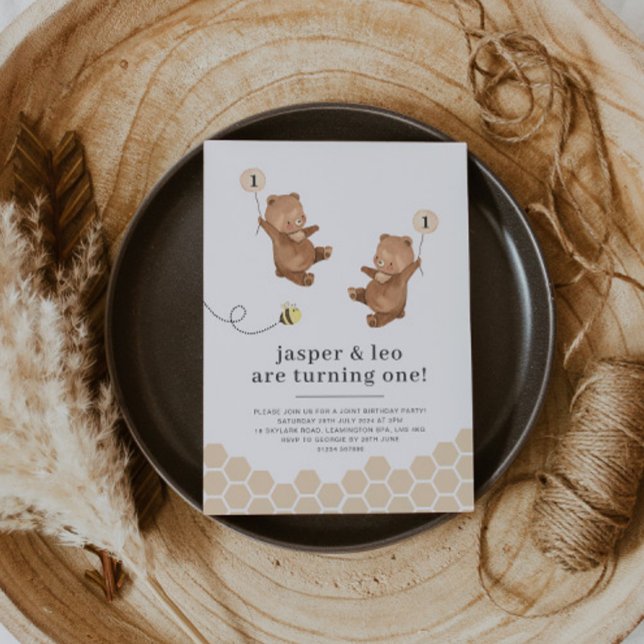 Honey Bear Twins erste Bienenday Einladung (Von Creator hochgeladen)