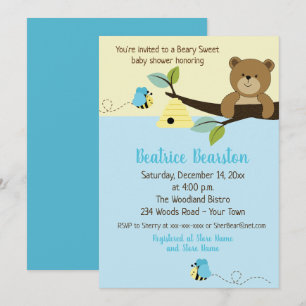 Honey Bear und Boy Bumble Bee Baby Showeinladung Einladung