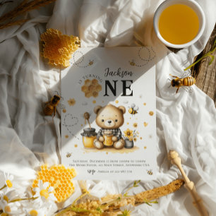 Honey Bee 1. Geburtstag Bär Geburtstagsfeier Einladung