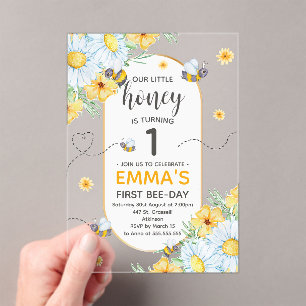 Honey Bee 1. Geburtstag Party Acryleinladungen